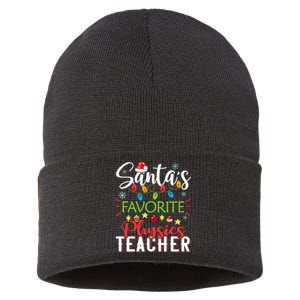 SantaS Favorite Physics Teacher Xmas Light Hat Christmas Sustainable Knit Beanie