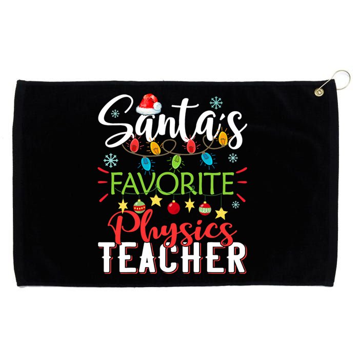 SantaS Favorite Physics Teacher Xmas Light Hat Christmas Grommeted Golf Towel