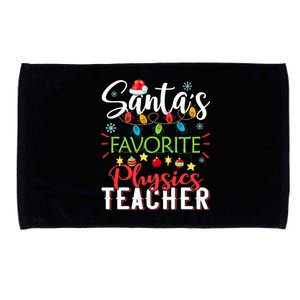 SantaS Favorite Physics Teacher Xmas Light Hat Christmas Microfiber Hand Towel