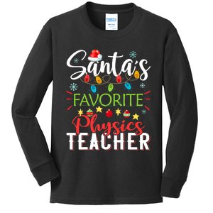 SantaS Favorite Physics Teacher Xmas Light Hat Christmas Kids Long Sleeve Shirt