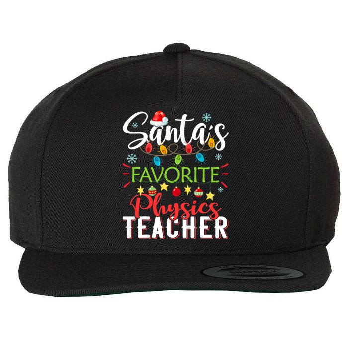 SantaS Favorite Physics Teacher Xmas Light Hat Christmas Wool Snapback Cap