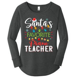 SantaS Favorite Piano Teacher Xmas Light Hat Christmas Women's Perfect Tri Tunic Long Sleeve Shirt