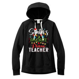 SantaS Favorite Piano Teacher Xmas Light Hat Christmas Women's Fleece Hoodie