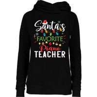 SantaS Favorite Piano Teacher Xmas Light Hat Christmas Womens Funnel Neck Pullover Hood