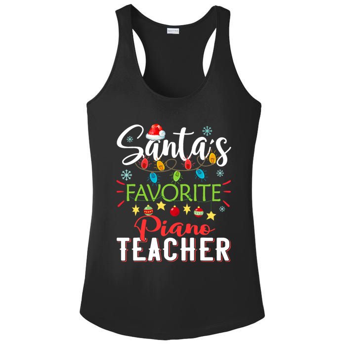 SantaS Favorite Piano Teacher Xmas Light Hat Christmas Ladies PosiCharge Competitor Racerback Tank