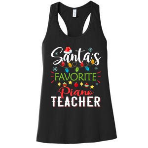 SantaS Favorite Piano Teacher Xmas Light Hat Christmas Women's Racerback Tank