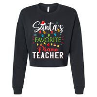 SantaS Favorite Piano Teacher Xmas Light Hat Christmas Cropped Pullover Crew