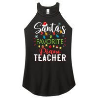 SantaS Favorite Piano Teacher Xmas Light Hat Christmas Women's Perfect Tri Rocker Tank