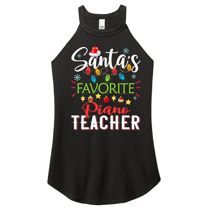 SantaS Favorite Piano Teacher Xmas Light Hat Christmas Women's Perfect Tri Rocker Tank