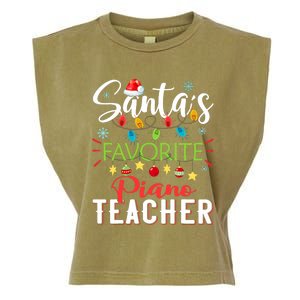 SantaS Favorite Piano Teacher Xmas Light Hat Christmas Garment-Dyed Women's Muscle Tee