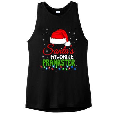 SantaS Favorite Prankster Santa Hat Lights. Funny Christmas Ladies PosiCharge Tri-Blend Wicking Tank