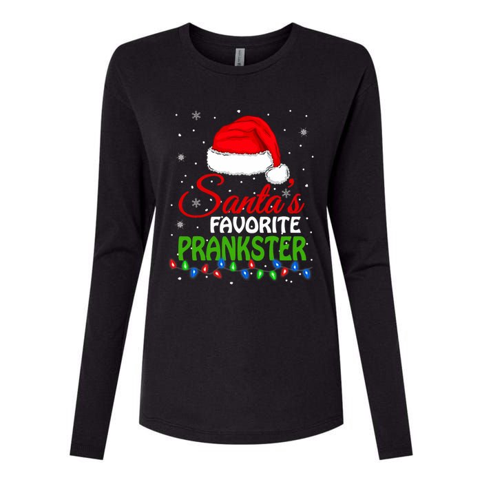 SantaS Favorite Prankster Santa Hat Lights. Funny Christmas Womens Cotton Relaxed Long Sleeve T-Shirt