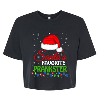 SantaS Favorite Prankster Santa Hat Lights. Funny Christmas Bella+Canvas Jersey Crop Tee