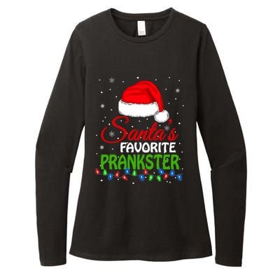 SantaS Favorite Prankster Santa Hat Lights. Funny Christmas Womens CVC Long Sleeve Shirt