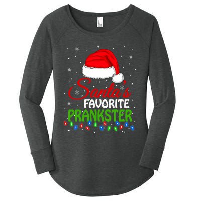 SantaS Favorite Prankster Santa Hat Lights. Funny Christmas Women's Perfect Tri Tunic Long Sleeve Shirt