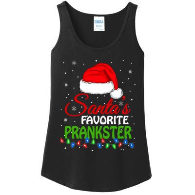 SantaS Favorite Prankster Santa Hat Lights. Funny Christmas Ladies Essential Tank