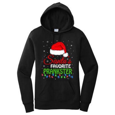 SantaS Favorite Prankster Santa Hat Lights. Funny Christmas Women's Pullover Hoodie