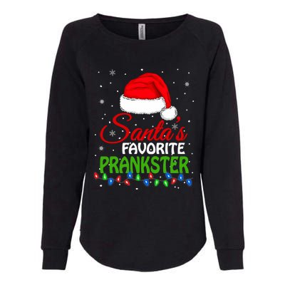 SantaS Favorite Prankster Santa Hat Lights. Funny Christmas Womens California Wash Sweatshirt