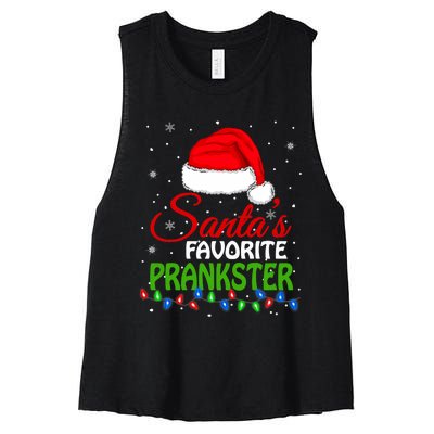 SantaS Favorite Prankster Santa Hat Lights. Funny Christmas Women's Racerback Cropped Tank