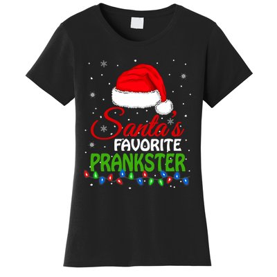 SantaS Favorite Prankster Santa Hat Lights. Funny Christmas Women's T-Shirt