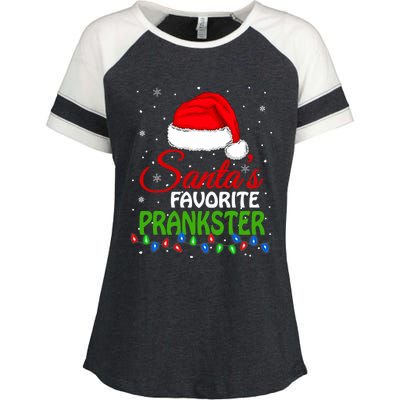 SantaS Favorite Prankster Santa Hat Lights. Funny Christmas Enza Ladies Jersey Colorblock Tee