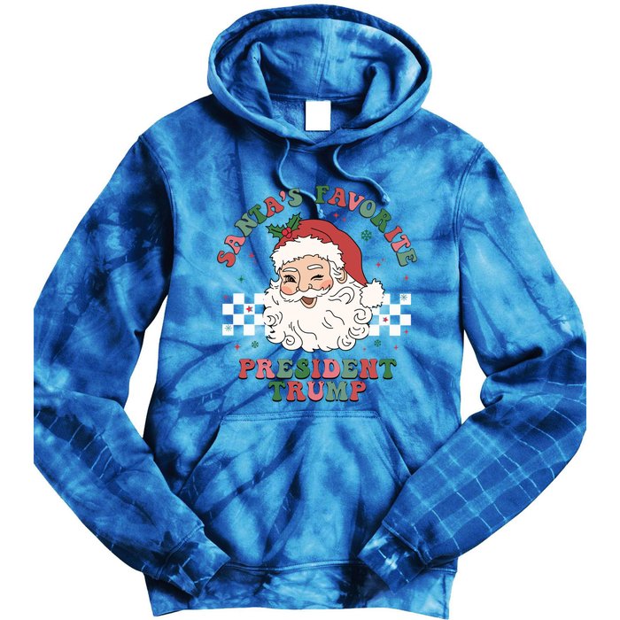 SantaS Favorite President Trump Christmas Santa Hat Trump Meaningful Gift Tie Dye Hoodie