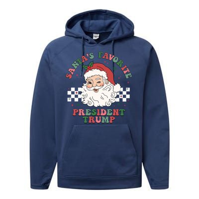 SantaS Favorite President Trump Christmas Santa Hat Trump Meaningful Gift Performance Fleece Hoodie