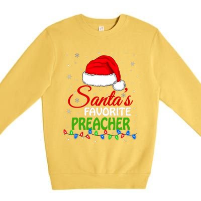 SantaS Favorite Preacher Santa Hat Lights. Funny Christmas Premium Crewneck Sweatshirt