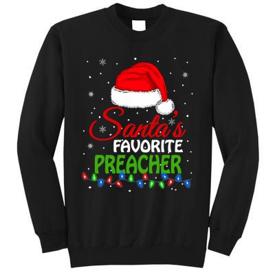 SantaS Favorite Preacher Santa Hat Lights. Funny Christmas Sweatshirt