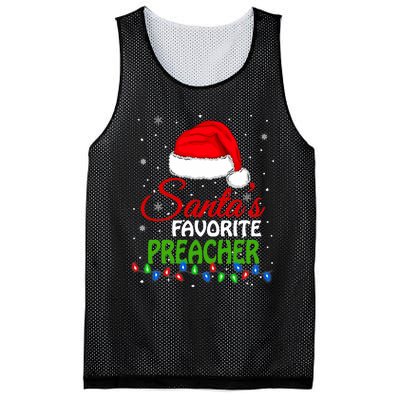 SantaS Favorite Preacher Santa Hat Lights. Funny Christmas Mesh Reversible Basketball Jersey Tank