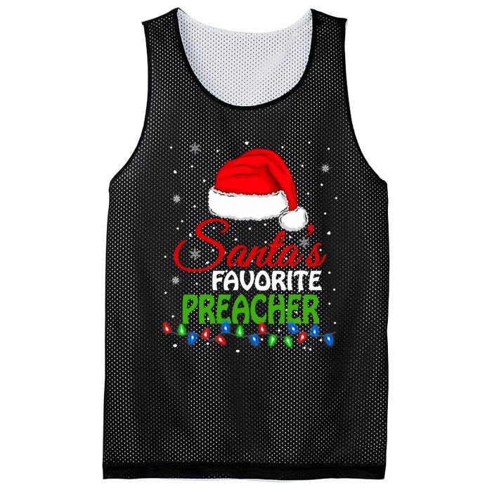 SantaS Favorite Preacher Santa Hat Lights. Funny Christmas Mesh Reversible Basketball Jersey Tank