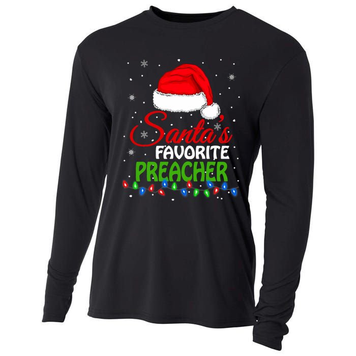 SantaS Favorite Preacher Santa Hat Lights. Funny Christmas Cooling Performance Long Sleeve Crew