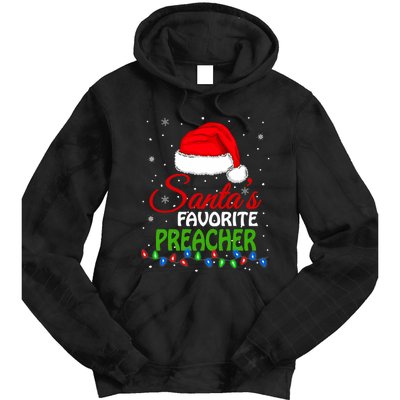 SantaS Favorite Preacher Santa Hat Lights. Funny Christmas Tie Dye Hoodie