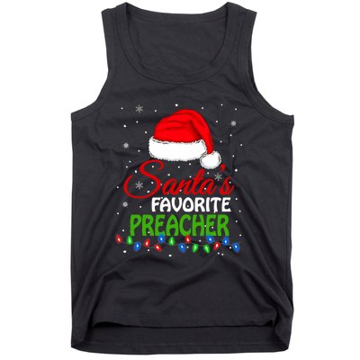 SantaS Favorite Preacher Santa Hat Lights. Funny Christmas Tank Top