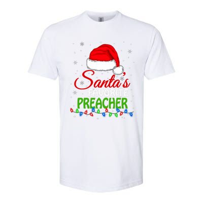 SantaS Favorite Preacher Santa Hat Lights. Funny Christmas Softstyle CVC T-Shirt