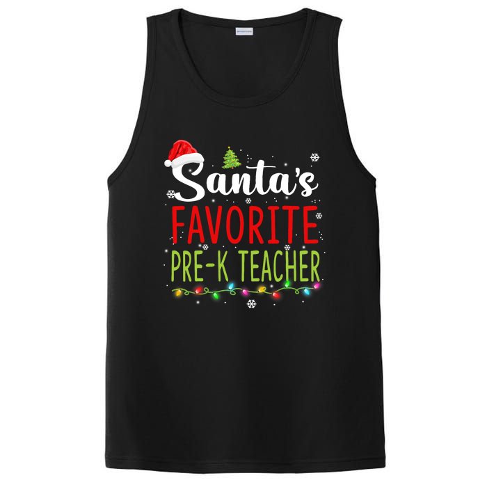 SantaS Favorite Prek Teacher Christmas Santa Hat Lights PosiCharge Competitor Tank