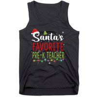 SantaS Favorite Prek Teacher Christmas Santa Hat Lights Tank Top