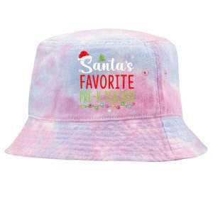 SantaS Favorite Prek Teacher Christmas Santa Hat Lights Tie-Dyed Bucket Hat