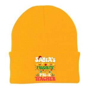 SantaS Favorite Prek Teacher Santa Hat Light Christmas Knit Cap Winter Beanie