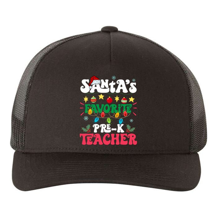 SantaS Favorite Prek Teacher Santa Hat Light Christmas Yupoong Adult 5-Panel Trucker Hat