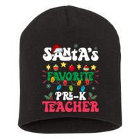 SantaS Favorite Prek Teacher Santa Hat Light Christmas Short Acrylic Beanie