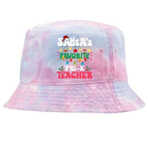 SantaS Favorite Prek Teacher Santa Hat Light Christmas Tie-Dyed Bucket Hat