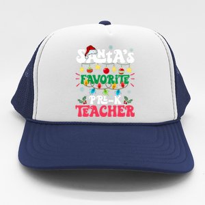 SantaS Favorite Prek Teacher Santa Hat Light Christmas Trucker Hat