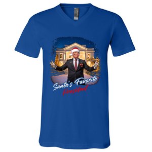 SantaS Favorite President – Christmas Trump Funny Graphic Cool Gift V-Neck T-Shirt