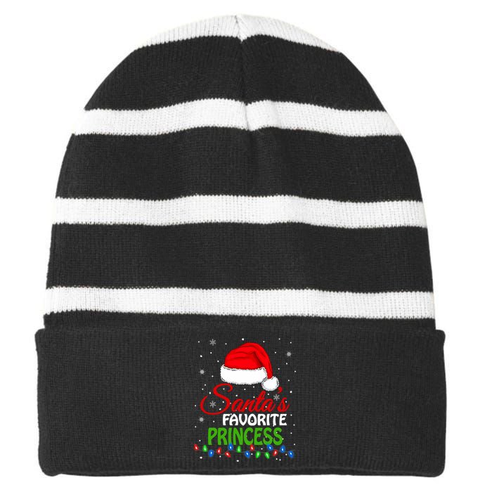 SantaS Favorite Princess Santa Hat Lights. Funny Christmas Striped Beanie with Solid Band