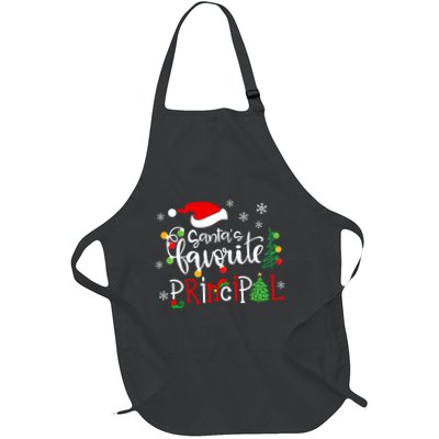 Santas Favorite Principal Funny Christmas Santa Hat Lights Full-Length Apron With Pockets