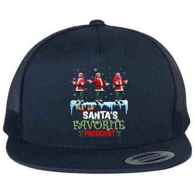 SantaS Favorite President Santa Trump Dance Funny Christmas Flat Bill Trucker Hat