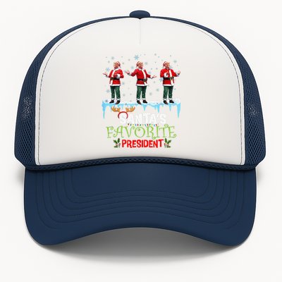 SantaS Favorite President Santa Trump Dance Funny Christmas Trucker Hat