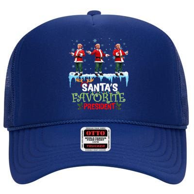 SantaS Favorite President Santa Trump Dance Funny Christmas High Crown Mesh Back Trucker Hat