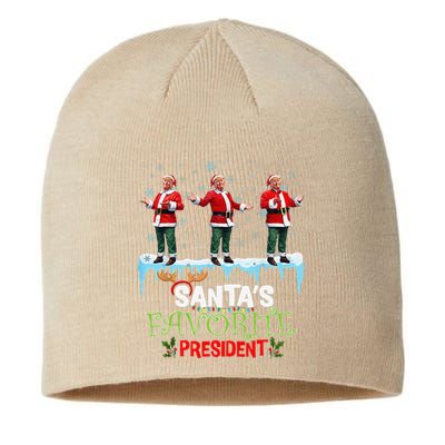 SantaS Favorite President Santa Trump Dance Funny Christmas Sustainable Beanie